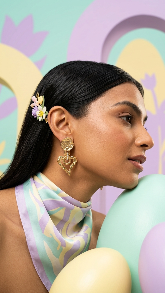 Gold Hanging Heart Earrings