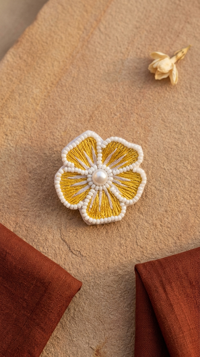 Yellow Flower Handmade Earrings