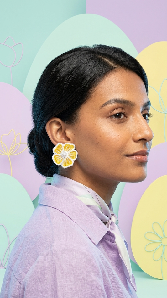 Yellow Flower Handmade Earrings