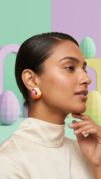Enamelled Stud Earrings