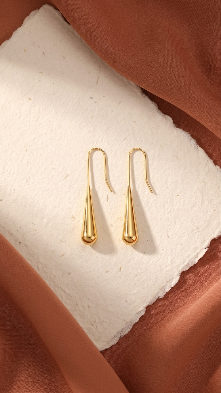 Golden Raindrop Danglers