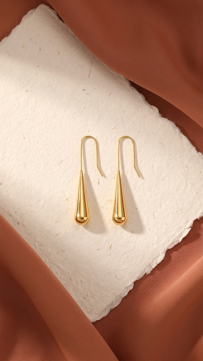 Golden Raindrop Danglers