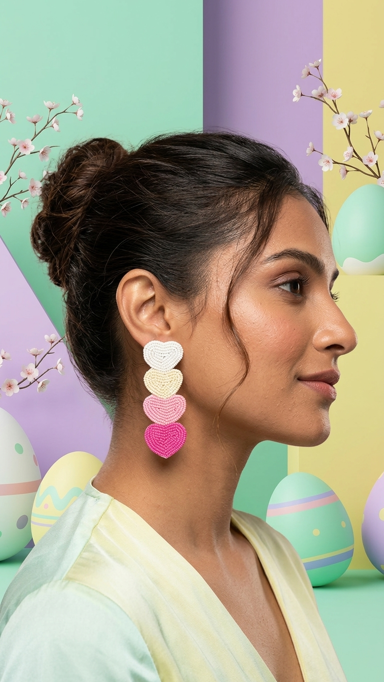 Handmade Heart Layered Earrings