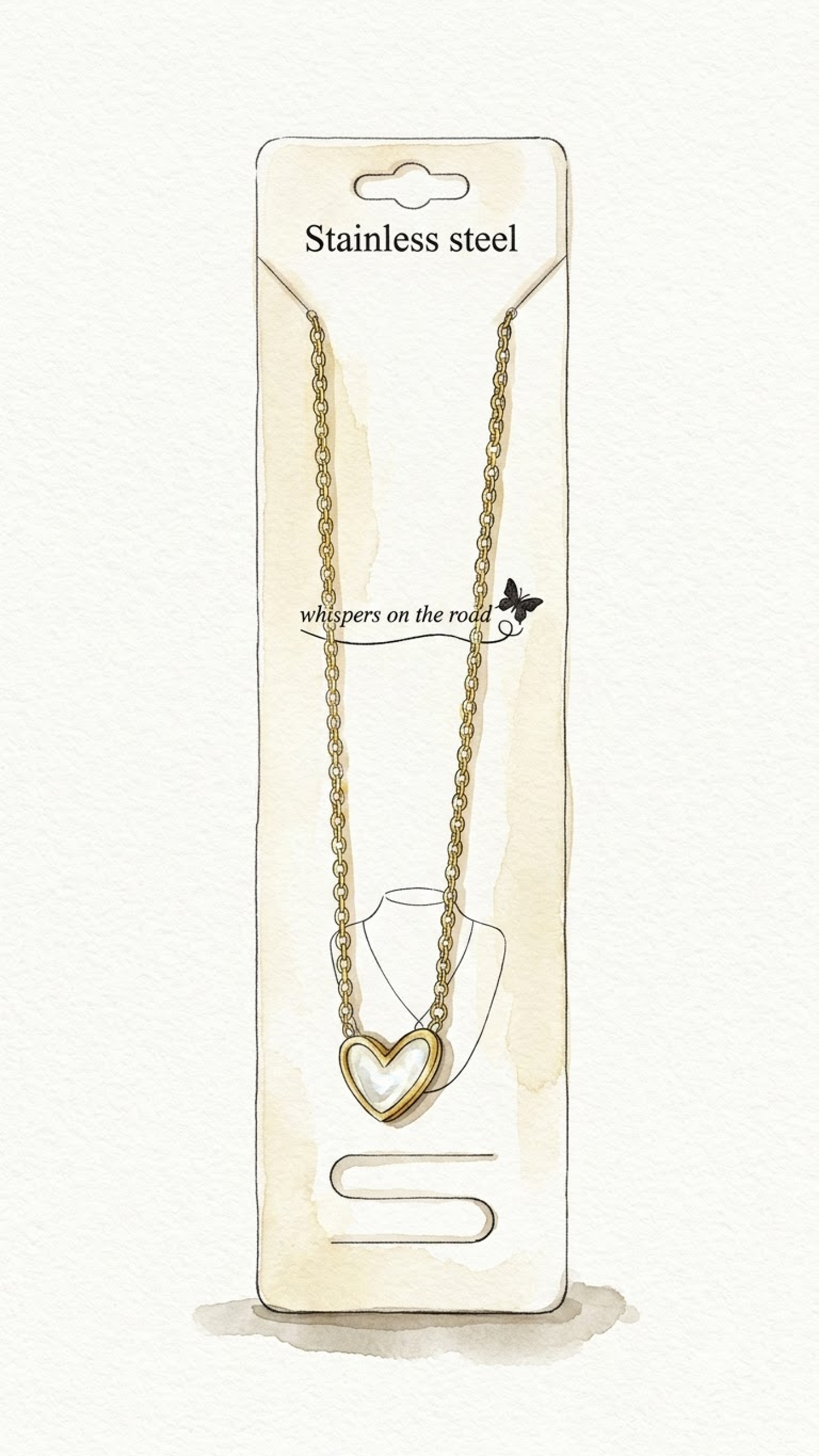 Mother of Pearl Asymmetric Heart Necklace