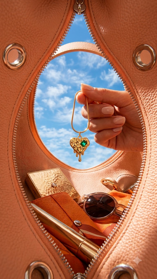 Liquid Gold & Emerald Heart Pendant