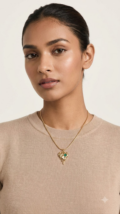 Liquid Gold & Emerald Heart Pendant