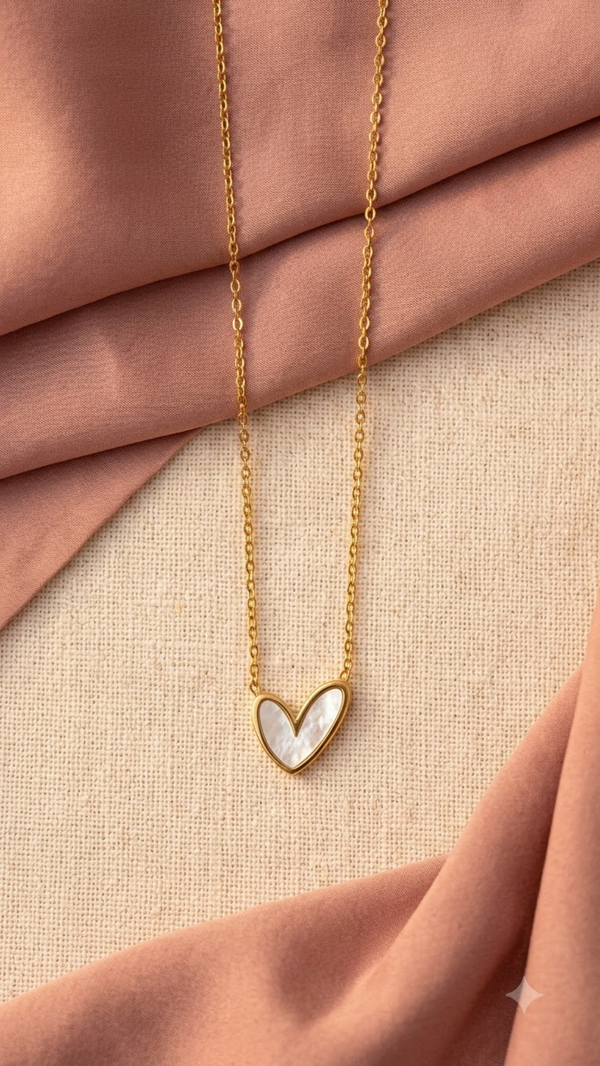 Mother of Pearl Asymmetric Heart Necklace