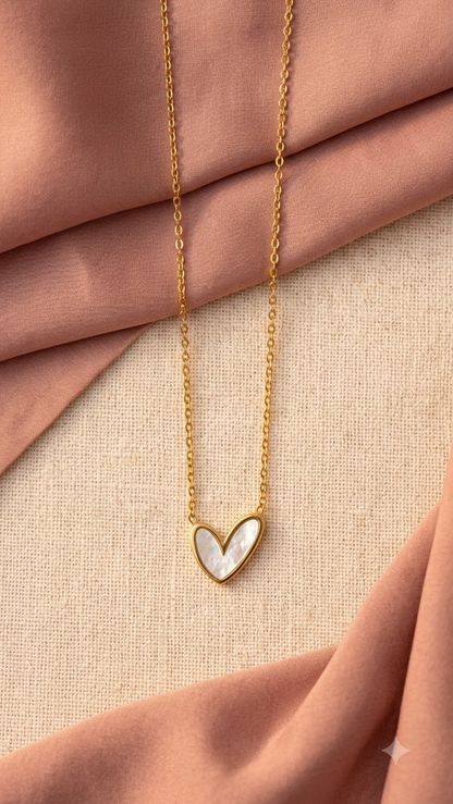 Mother of Pearl Asymmetric Heart Necklace