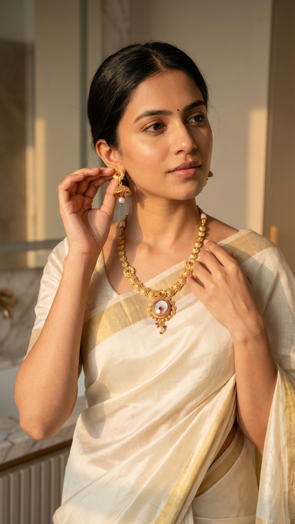 Gold Plated Pearl Necklace Set