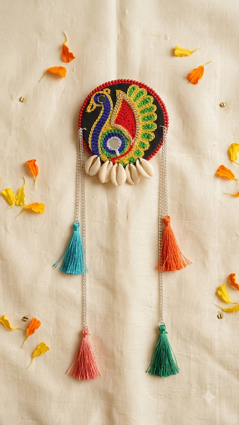 Peacock Glory Hair Brooch with Tassels