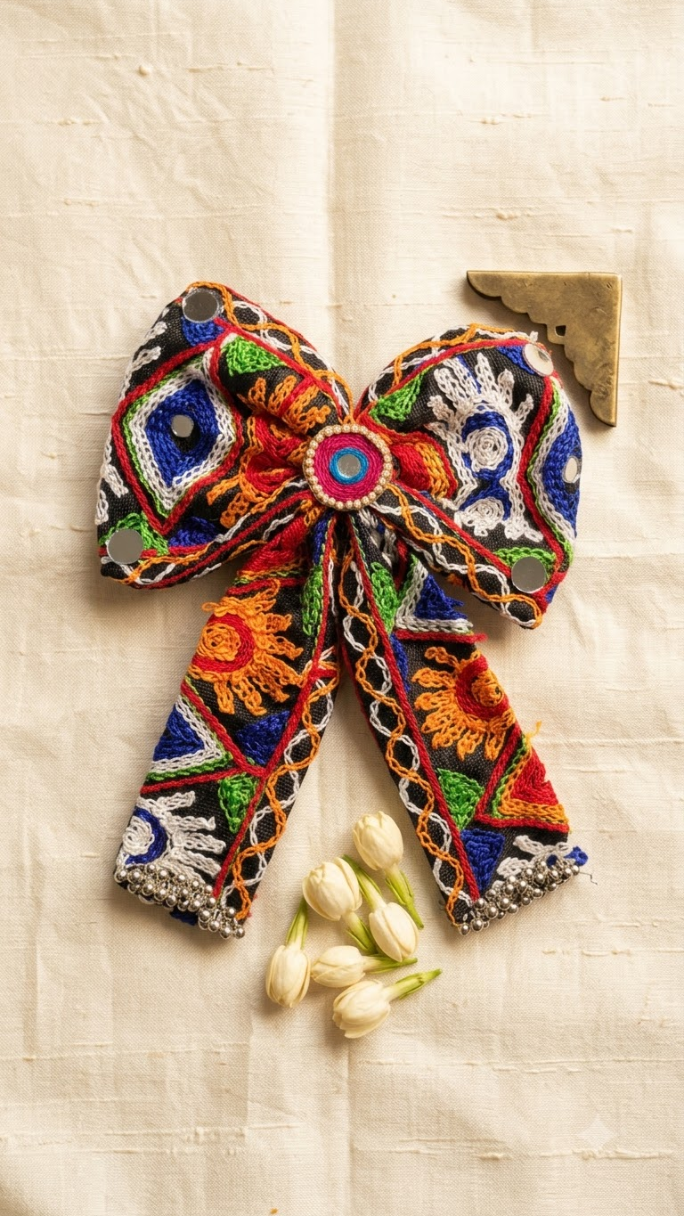 Gujarati Patola Bow Hair Clip