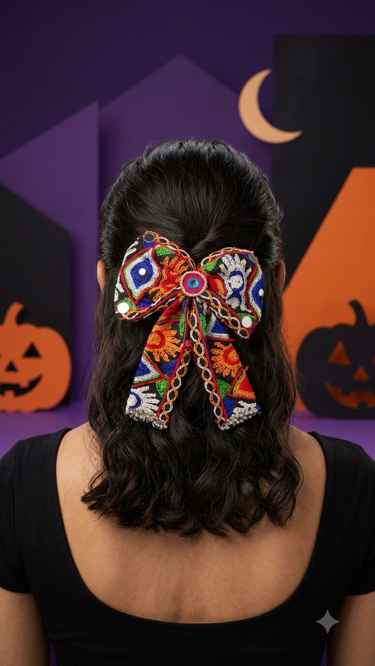 Gujarati Patola Bow Hair Clip