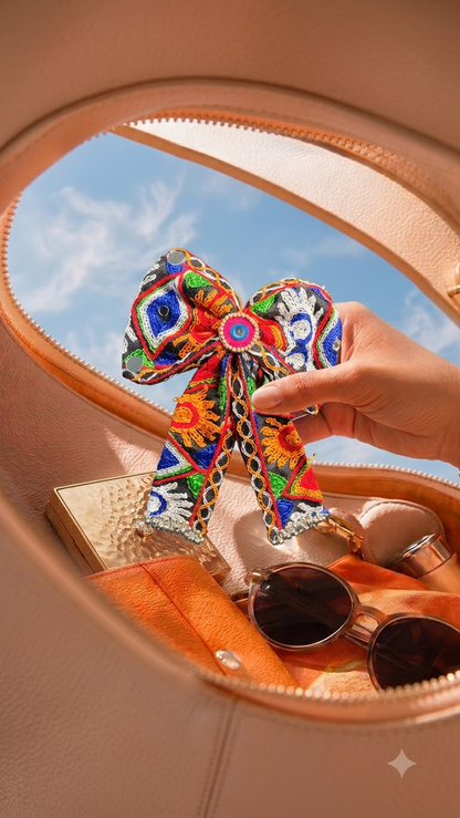 Gujarati Patola Bow Hair Clip
