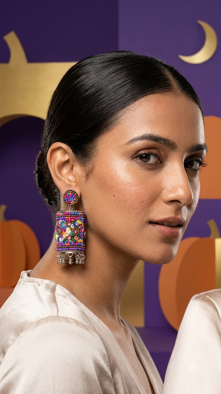 Boho Bharat Beaded Ghungroo Earrings