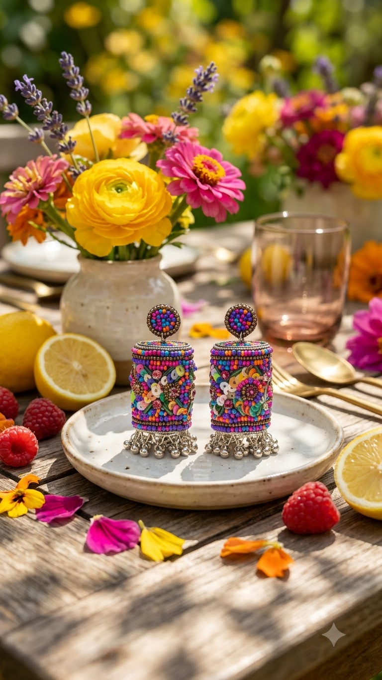 Boho Bharat Beaded Ghungroo Earrings