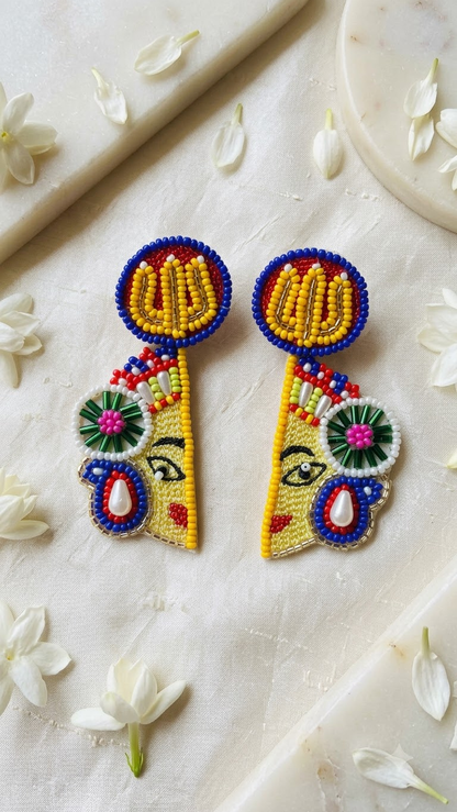 Half Durga Beaded Statement Earrings